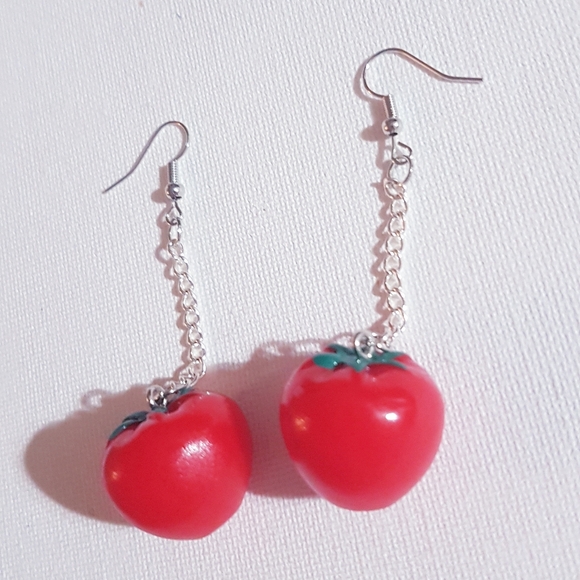 TomatEARS Tomato Women's Earrings Handmade Jewelry Dangling Food NEW - Picture 5 of 10